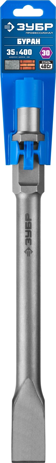 ЗУБР БУРАН, 35 х 400 мм, HEX 30, плоское зубило (29375-35-400)