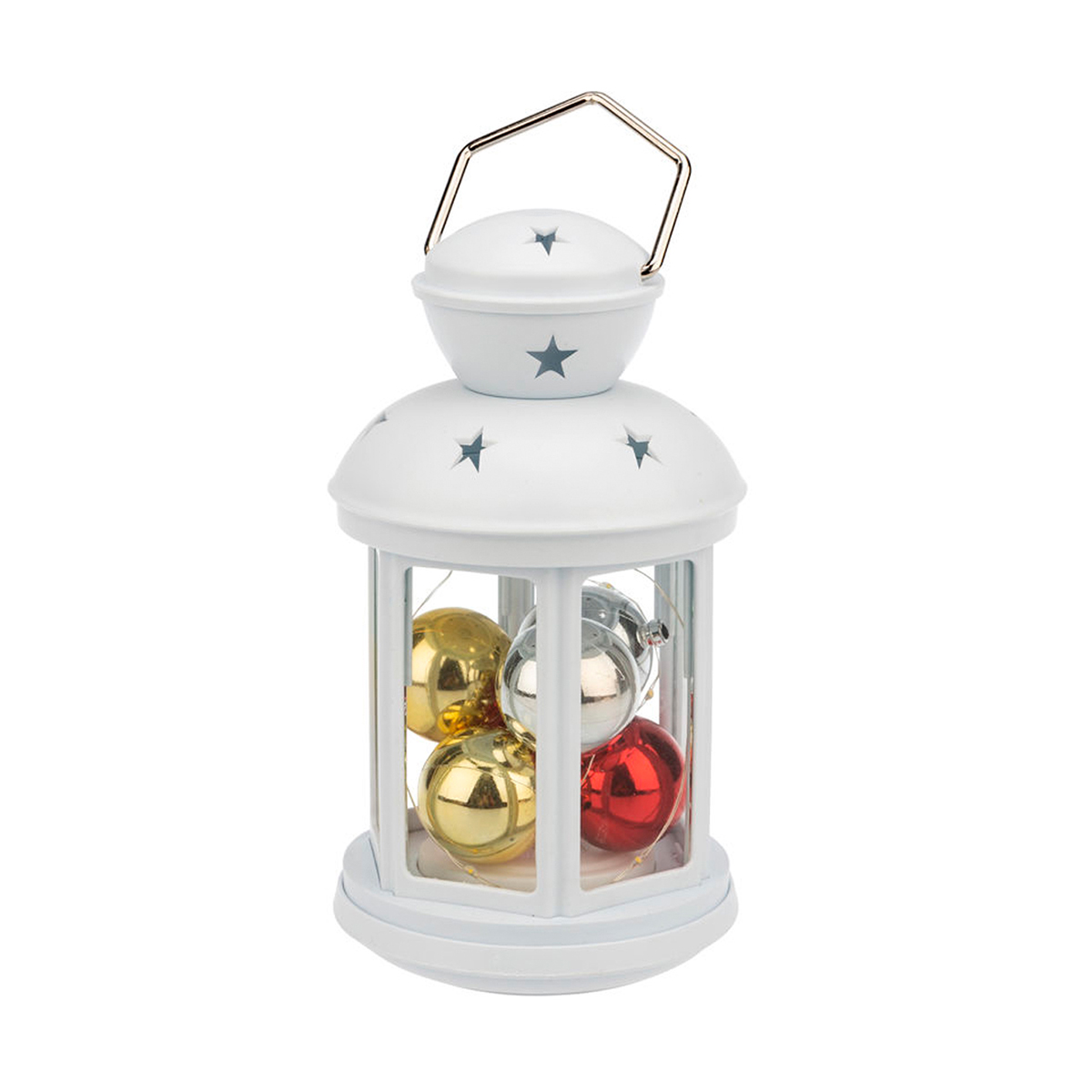 Фонарь декор. с шариками 12*12*20,6 см, белый, теплый белый свет (1/12) "neon-night" 513-062
