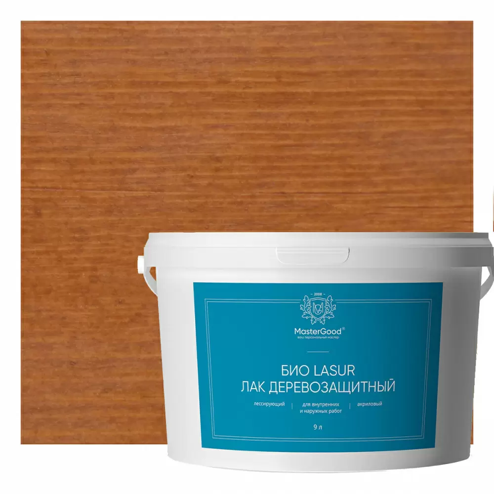 Master Good Био Lasur Лак лессирующий деревозащитный акриловый, груша (9л)