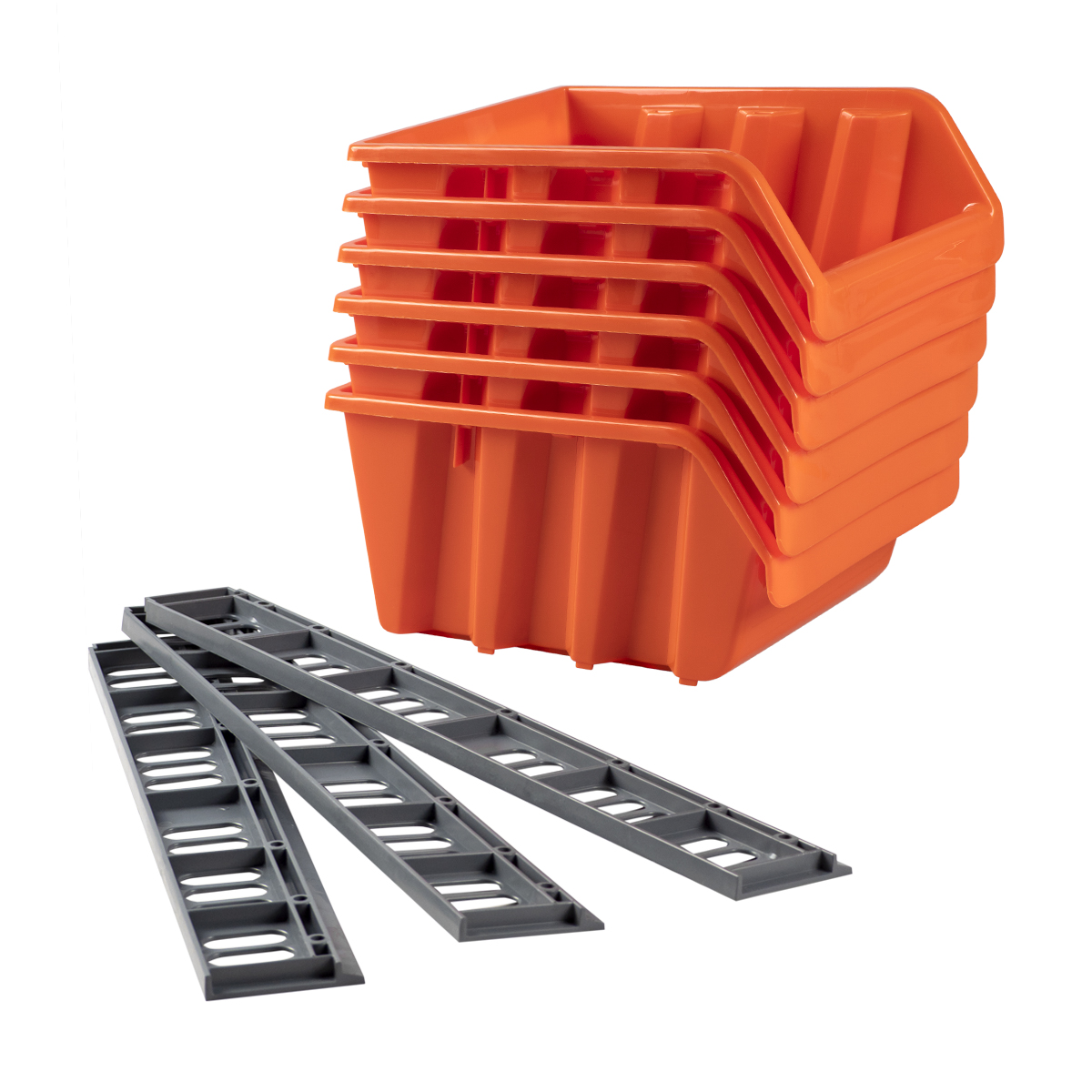 Набор лотков для метизов (средние, 6 шт. с планкой), оранжев. (1/6) "blocker"  br3753ор