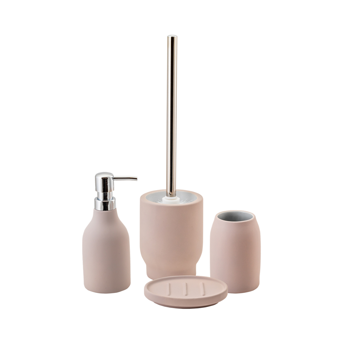 Туалетный набор "unna" ерш с подставкой, керамика/резина (жемчужн.) (1/6) "аквадекор" atc-1204prl-05