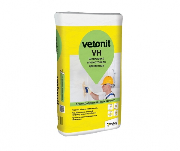 Шпаклевка финишная фасадная Ветонит Vetonit Weber VH белая