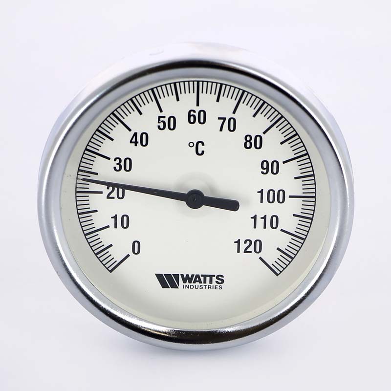 Термометр биметаллический F+R801 80 мм 120° WATTS с погружной гильзой 75 мм