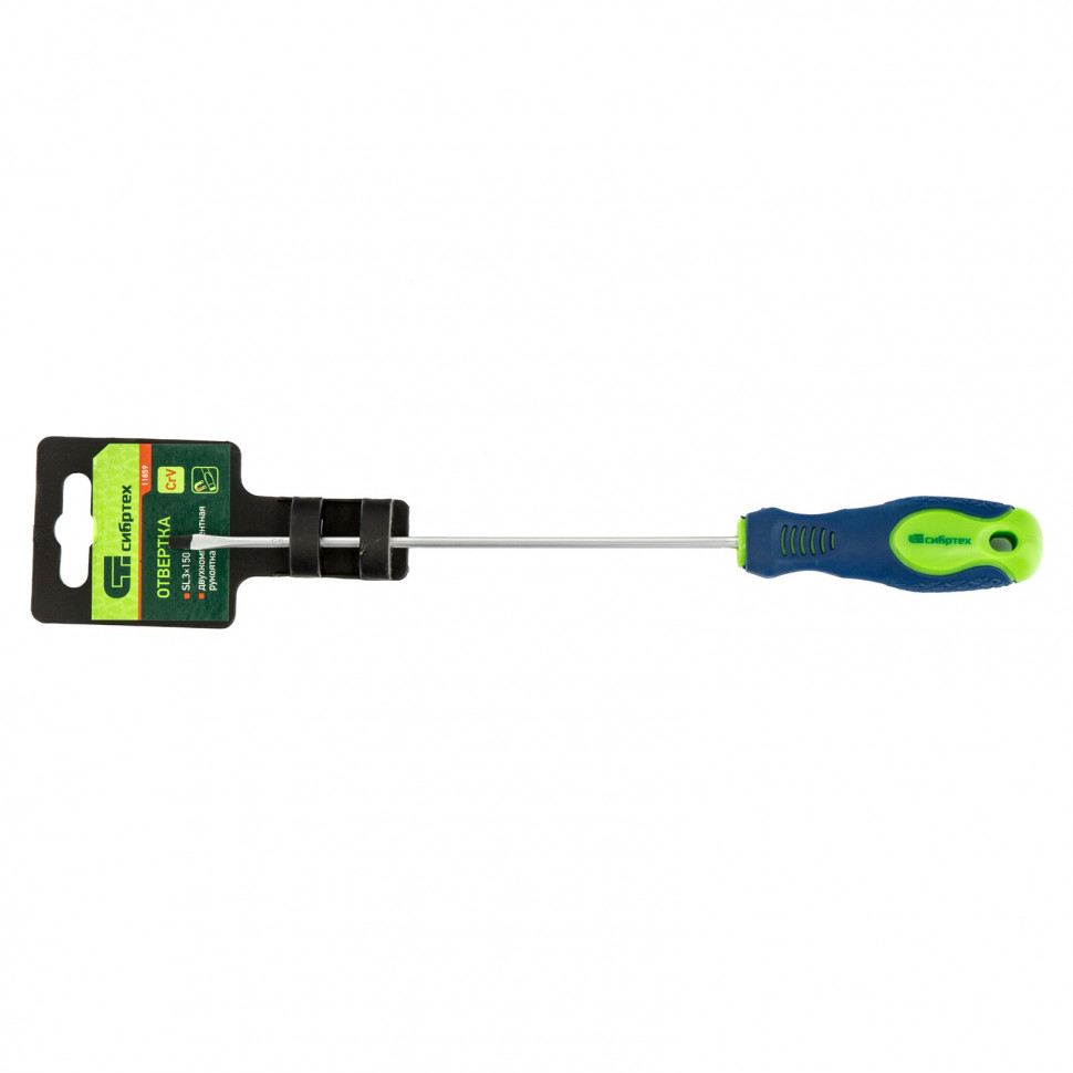 Отвертка, SL3 х 150 мм, CrV, двухкомпонентная рукоятка Сибртех (11859)