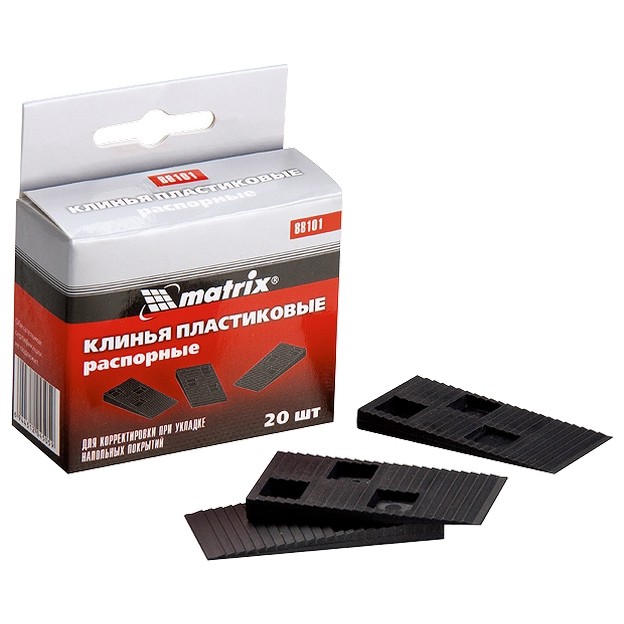 Клинья пластиковые распорные для корректировки при укладке напольных покрытий, 20 шт Matrix (88101)