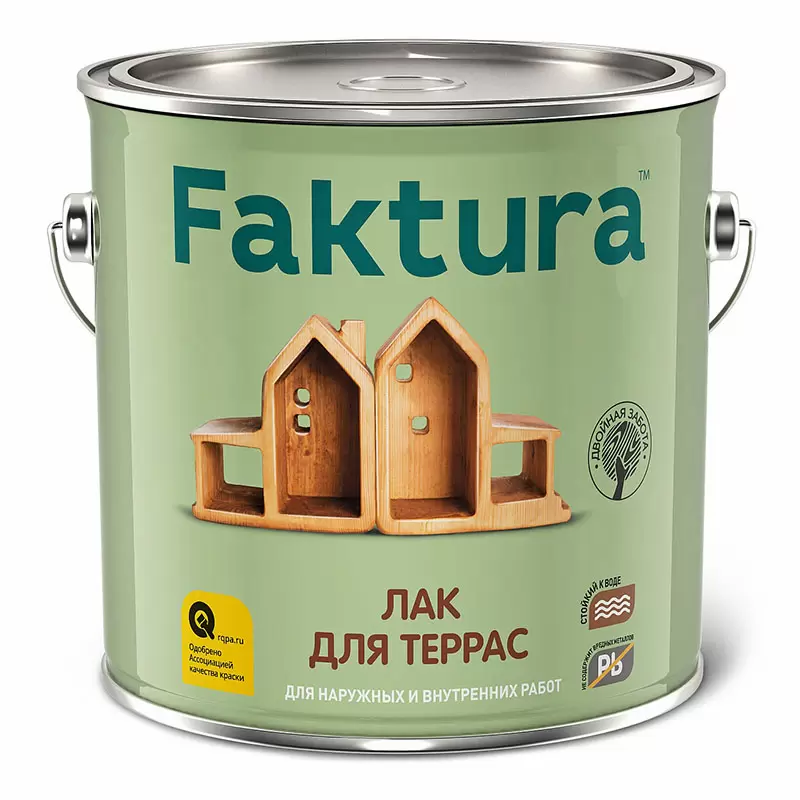 FAKTURA лак для террас водостойкий алкидно-уретановый, с УФ-фильтром, глянец (2,7л)