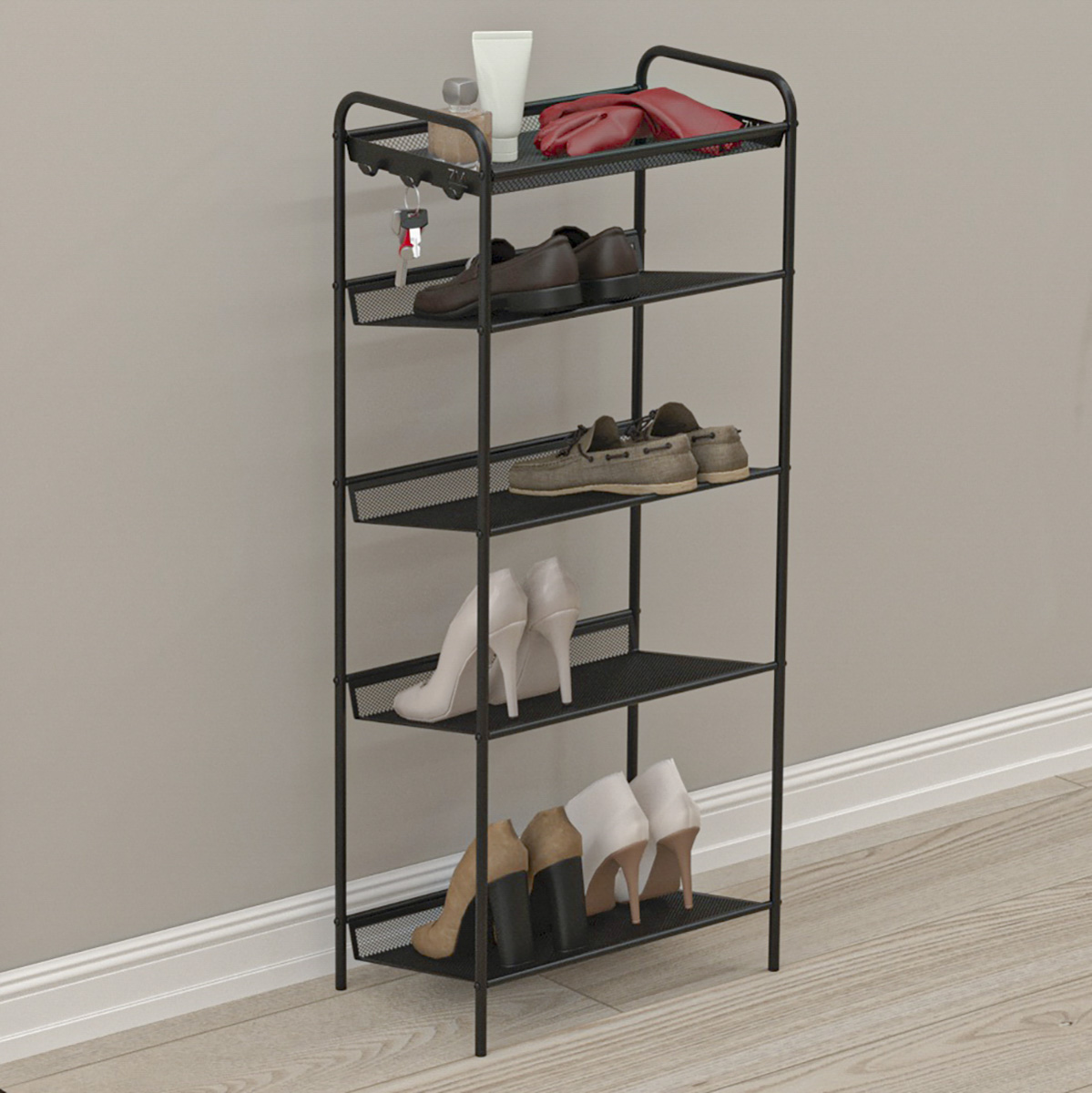 Подставка для обуви "женева 15" 5 полок (450*270*1060 мм) черный (1) пдо ж15 ч