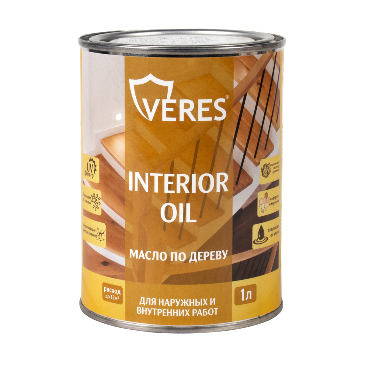 Масло по дереву "interior oil" для внутр. и наружных работ бесцветный 1 л (1/14) "veres"