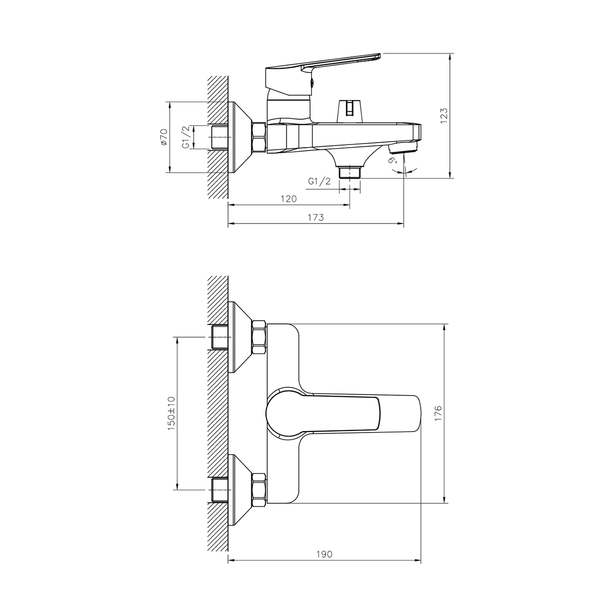 Смеситель для ванн dr22036 (1/12) "decoroom"