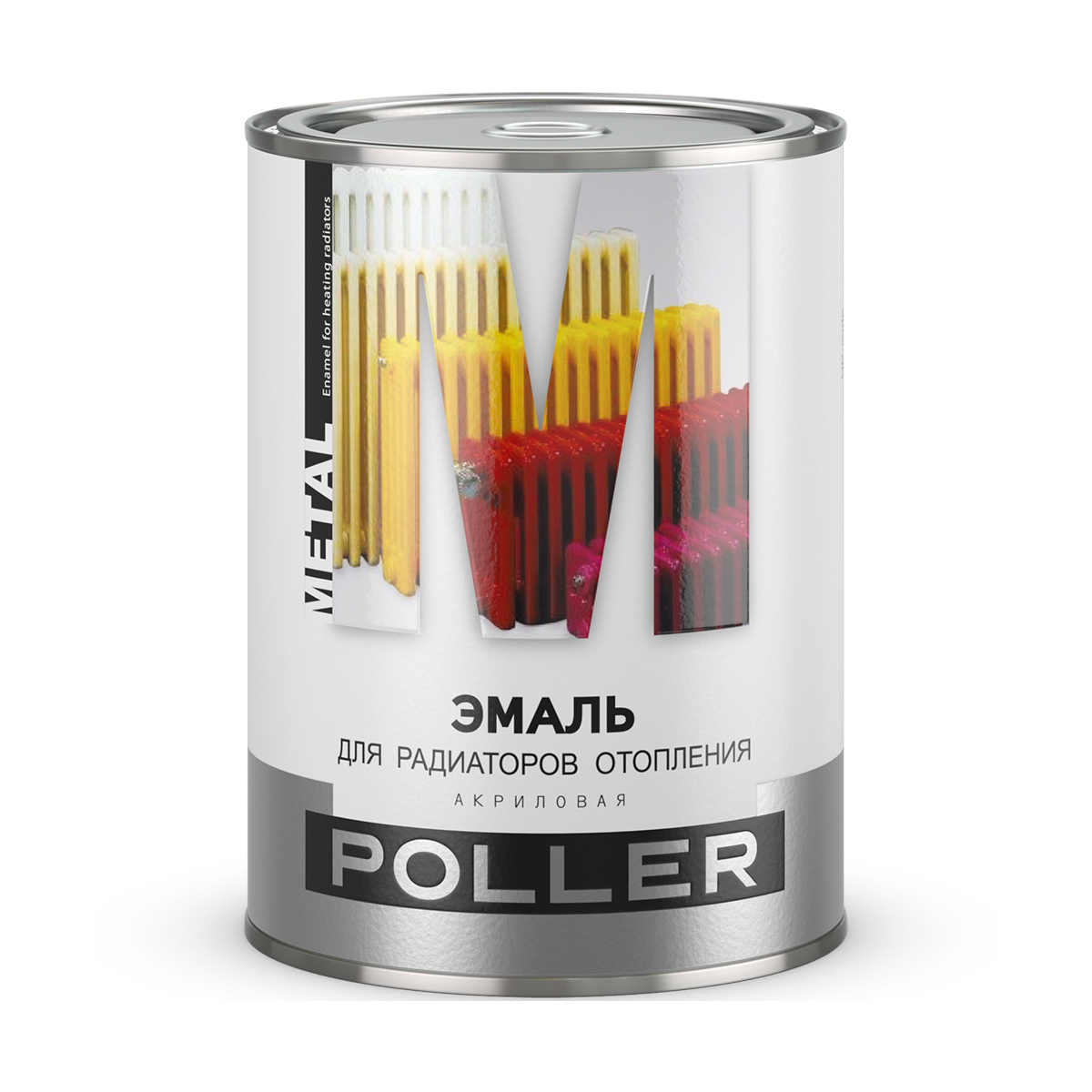 Эмаль акриловая для радиаторов белая 0,9 кг (1/6) "poller"