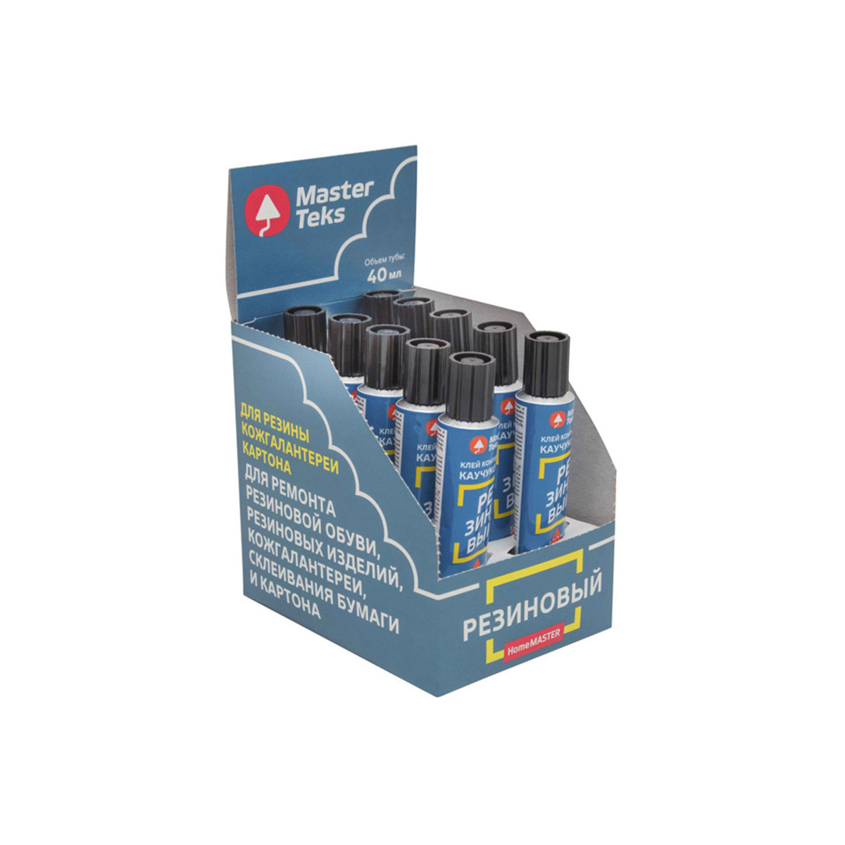 Клей "homemaster" каучук. контактный резиновый 40 г светло-серый (10/30) "masterteks"