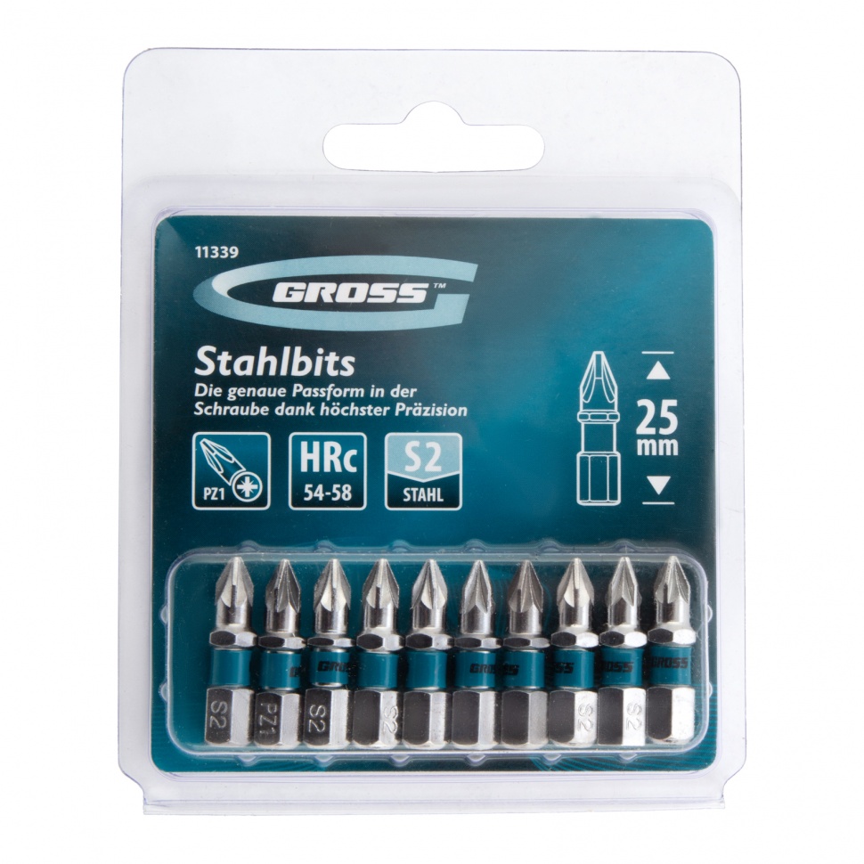 Набор бит РZ1 х 25, сталь S2, 10 шт. Gross (11339)