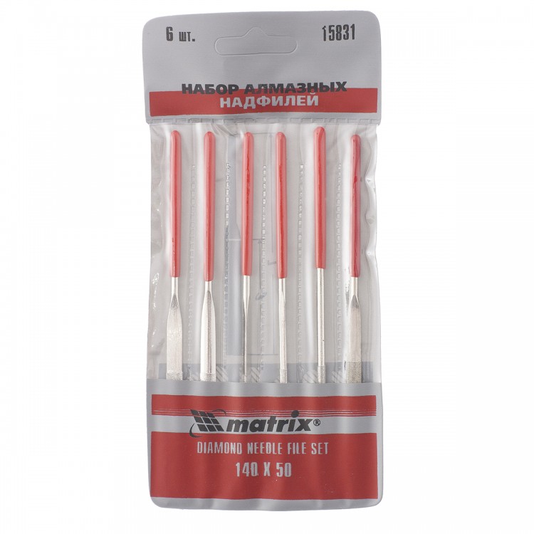 Набор надфилей алмазных, 140 х 50 х 3 мм, 6 шт Matrix (15831)