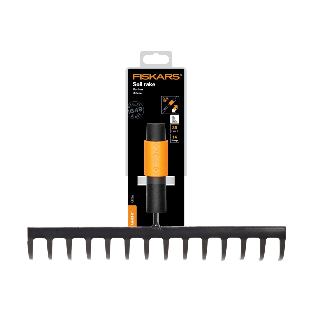 Грабли 14 зубов "quikfit" без черенка (1/6) "fiskars" 1000653