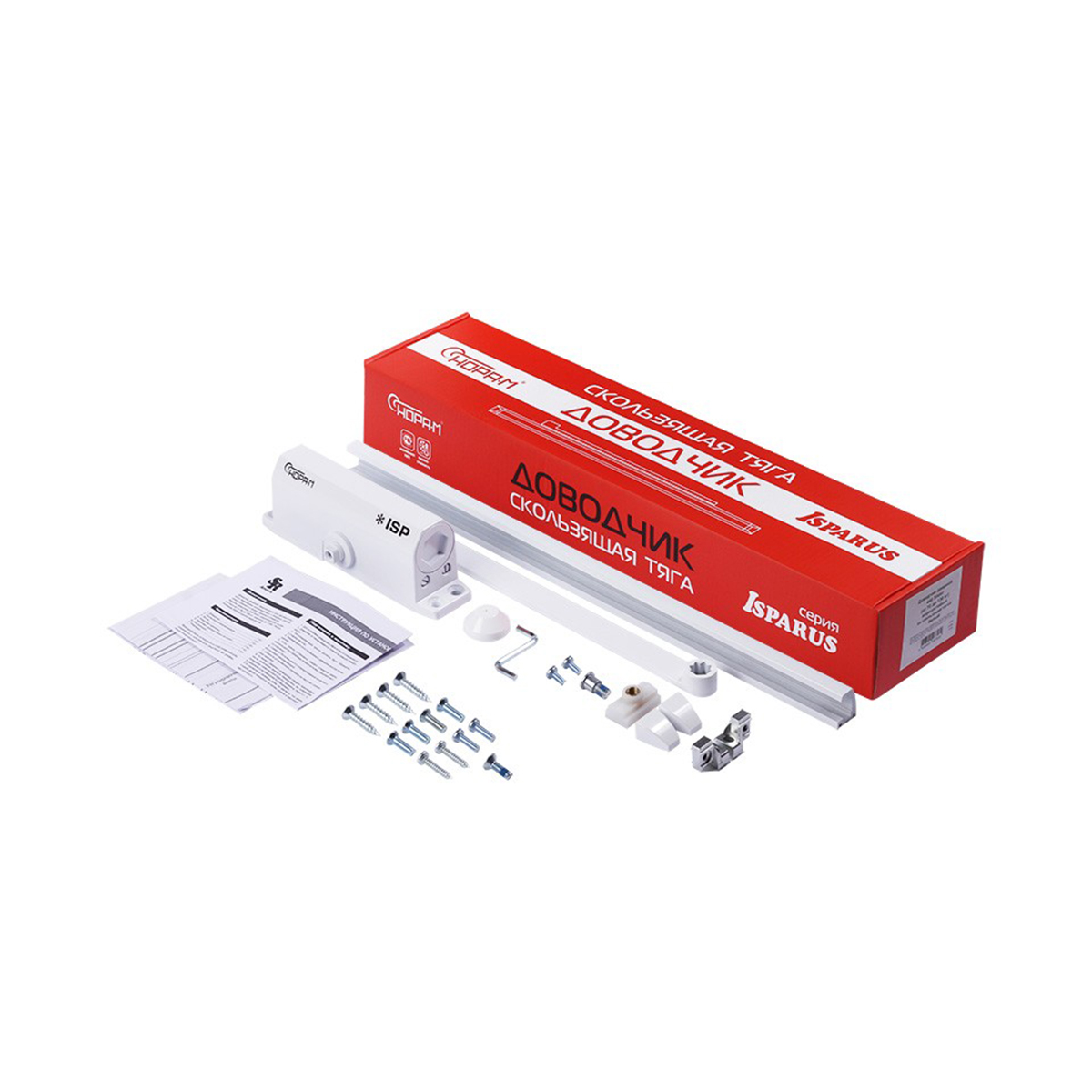 Доводчик дверной  440 isparus slider белый (масса двери 70-130 кг) (1/10) "нора-м"