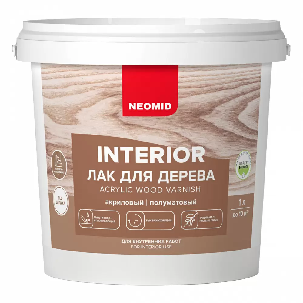 NEOMID INTERIOR лак акриловый для дерева универсальный, бесцветный (1л)