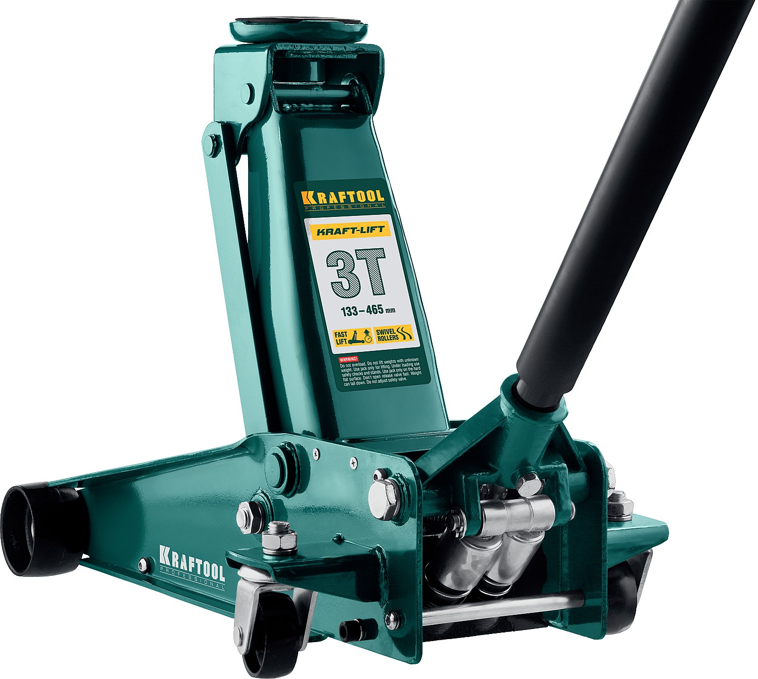 KRAFTOOL KRAFT-LIFT 3т 130-465мм подкатной домкрат с быстрым подъемом для СТО