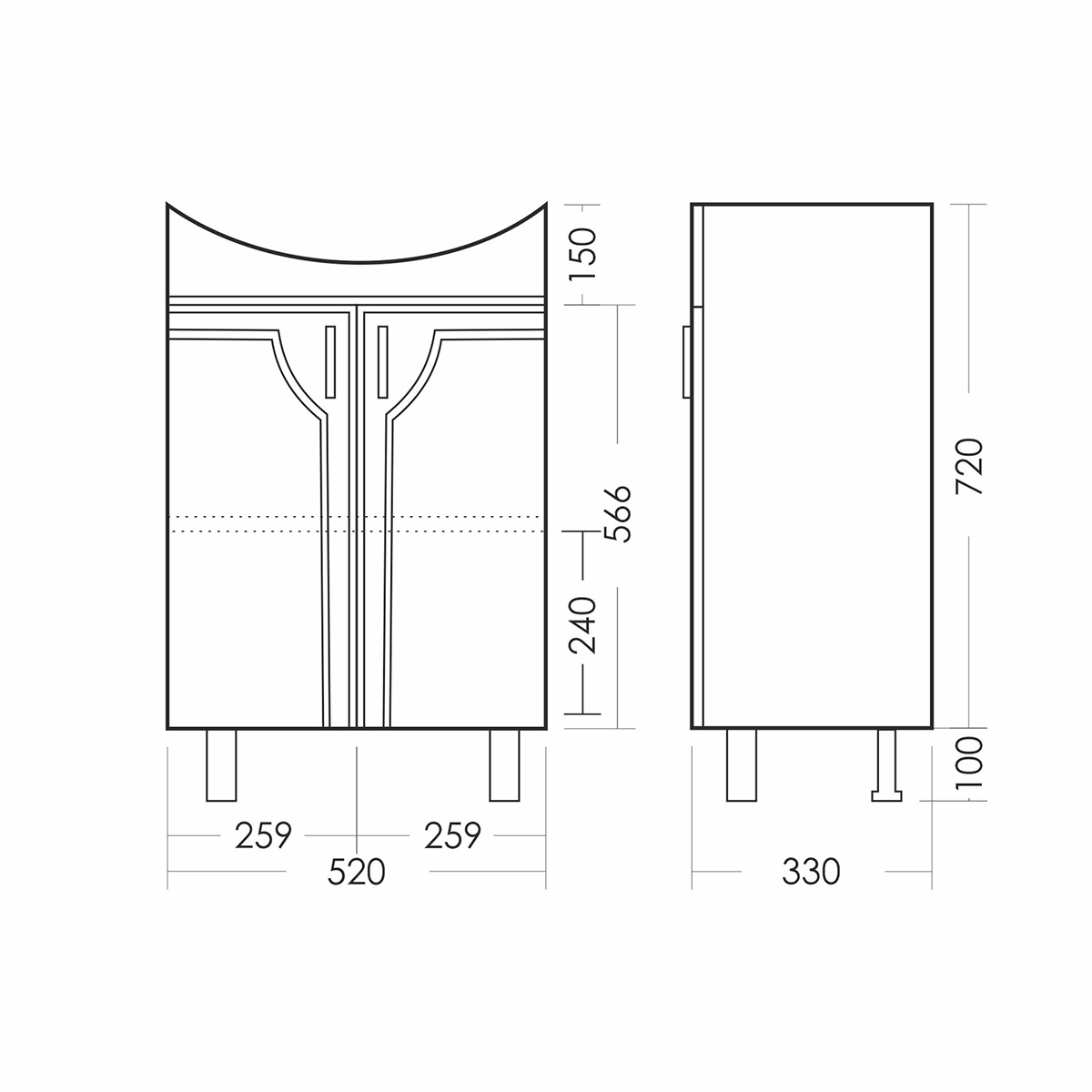 Тумба под раковину напольная "идеал" 820*520*330 мм, белая "sanita" idlsacw56013f1