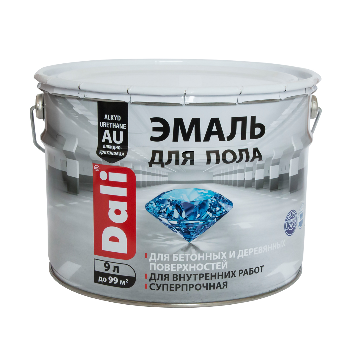 Эмаль "dali" для пола серая  9 л (1) "рогнеда"