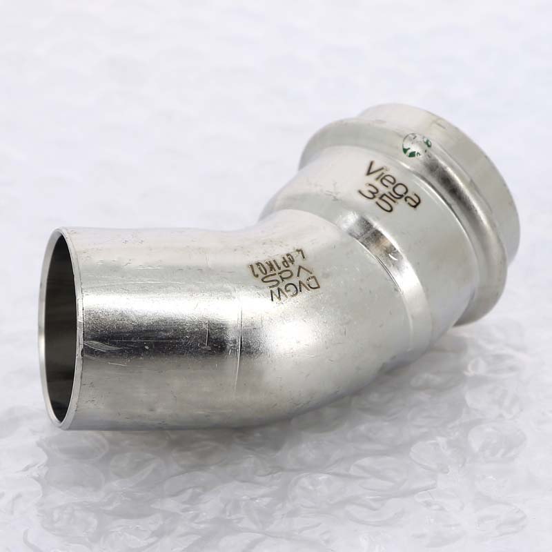 Угол-вставка пресс 45°35 нержавеющая сталь Sanpress Inox VIEGA