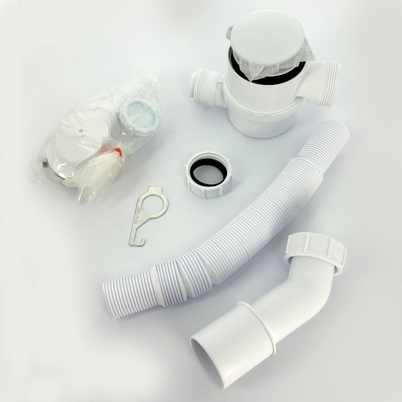 Слив-перелив McALPINE L=330-700 х 34 мм с раздв. перел., 70 мм слив, пробка, выход 40/50 мм, белый