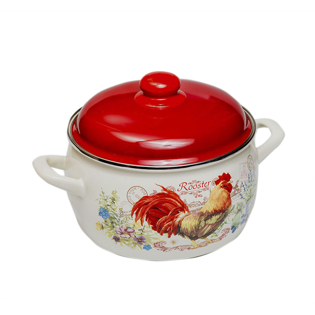 Кастрюля эмалиров. "золотой петушок" 5,3 л, 22 см металл. крышка (1/4) "metrot"