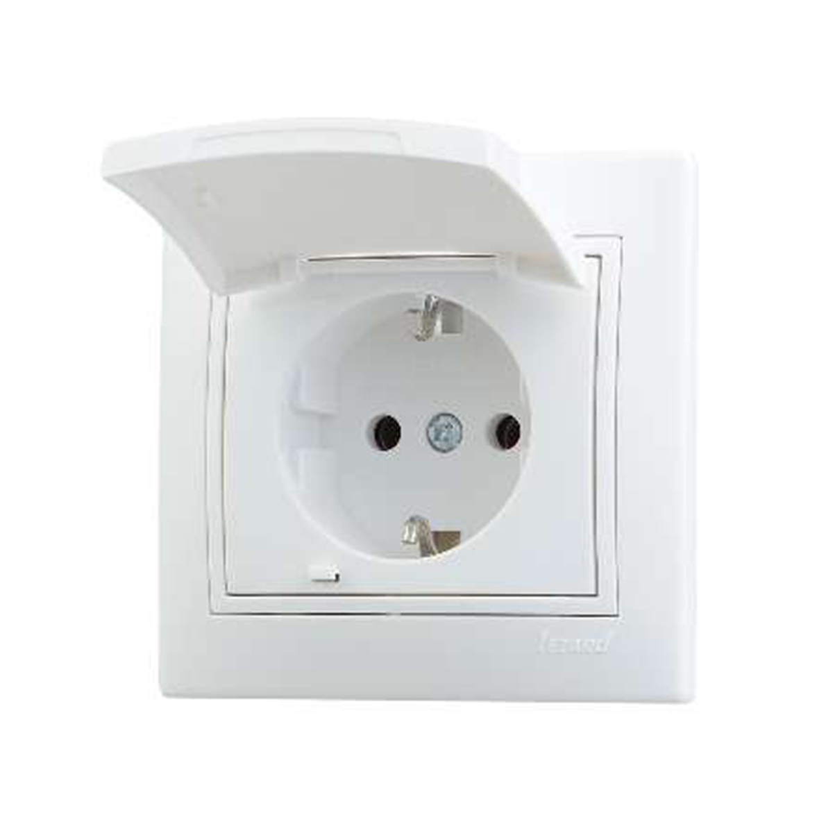 Розетка "mira" 1 местн. с заземл, с крышкой (керамика) белый (1/10/120) "lezard" 701-0202-123