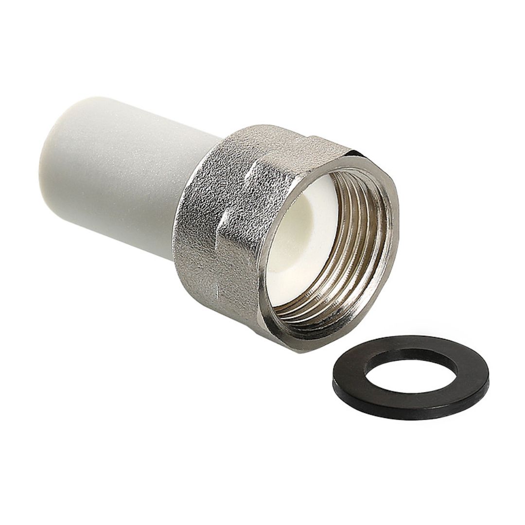 Штуцер с накидной гайкой 32 х 1"1/4 (ВР) PP-R VALTEC белый