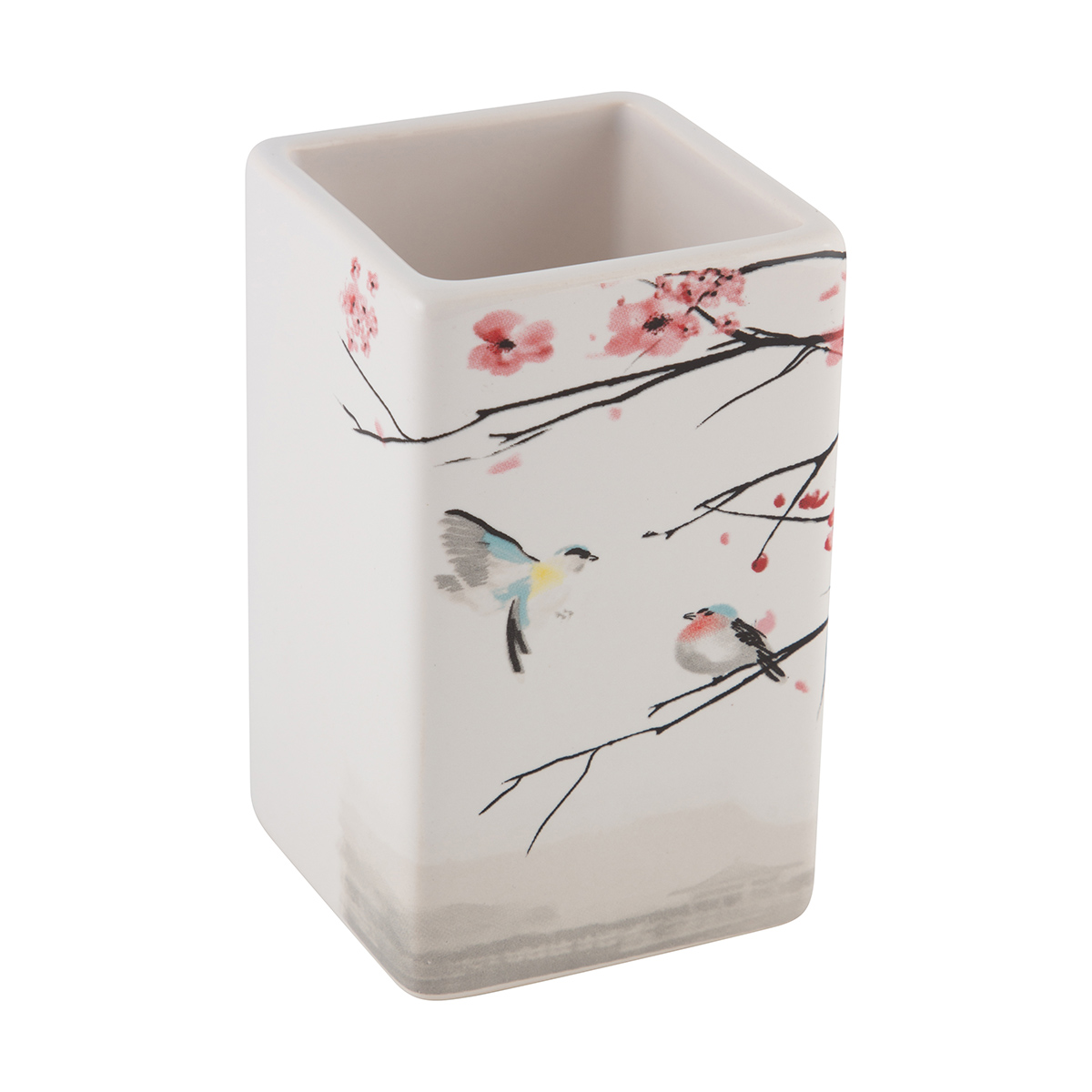 Стакан для ванной комнаты "сакура" tu-s, керамика (1/4/24) "рыжий кот"