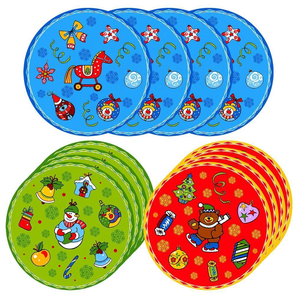 Салфетки сервировочные набор 4 шт. "новогодние шары" d=31 см полипропил. (1/6/48) "мультидом" fj2-24