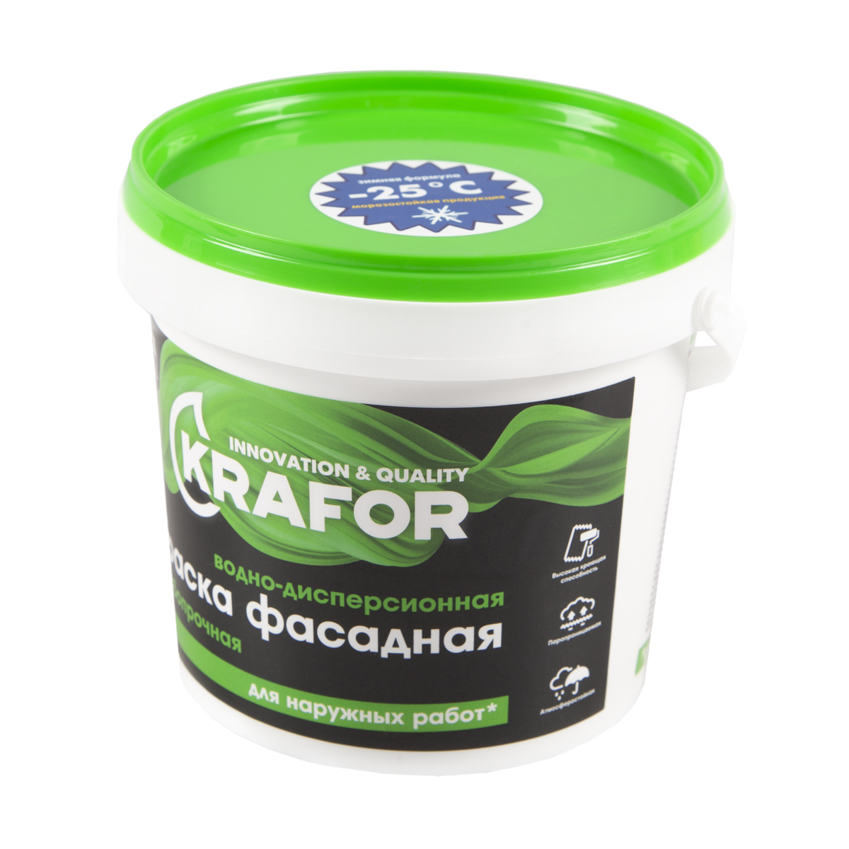 Краска в/д фасадная особопрочная  1,5 кг (1/6) "krafor" (зелен.)