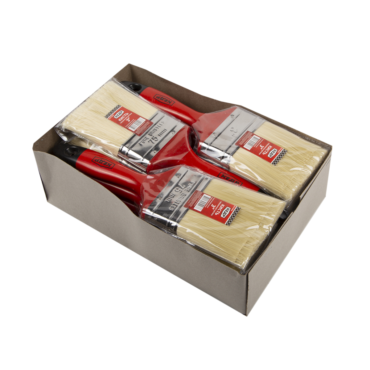 Кисть плоская смешанная щетина  №3 /75 мм  (12/240) пласт.ручка  "кедр"  045-5830