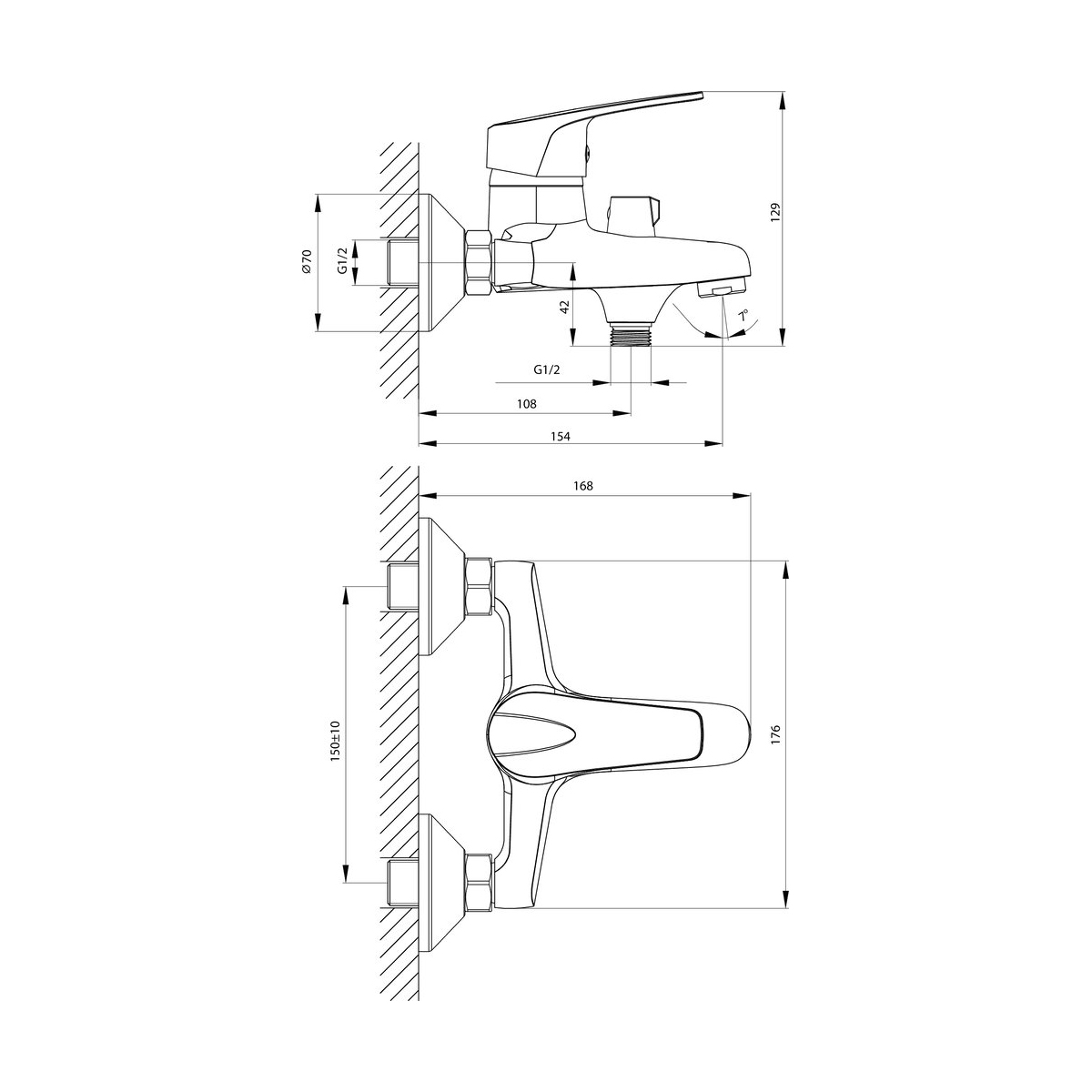Смеситель для ванн  d40-30 (1/12) "rossinka"