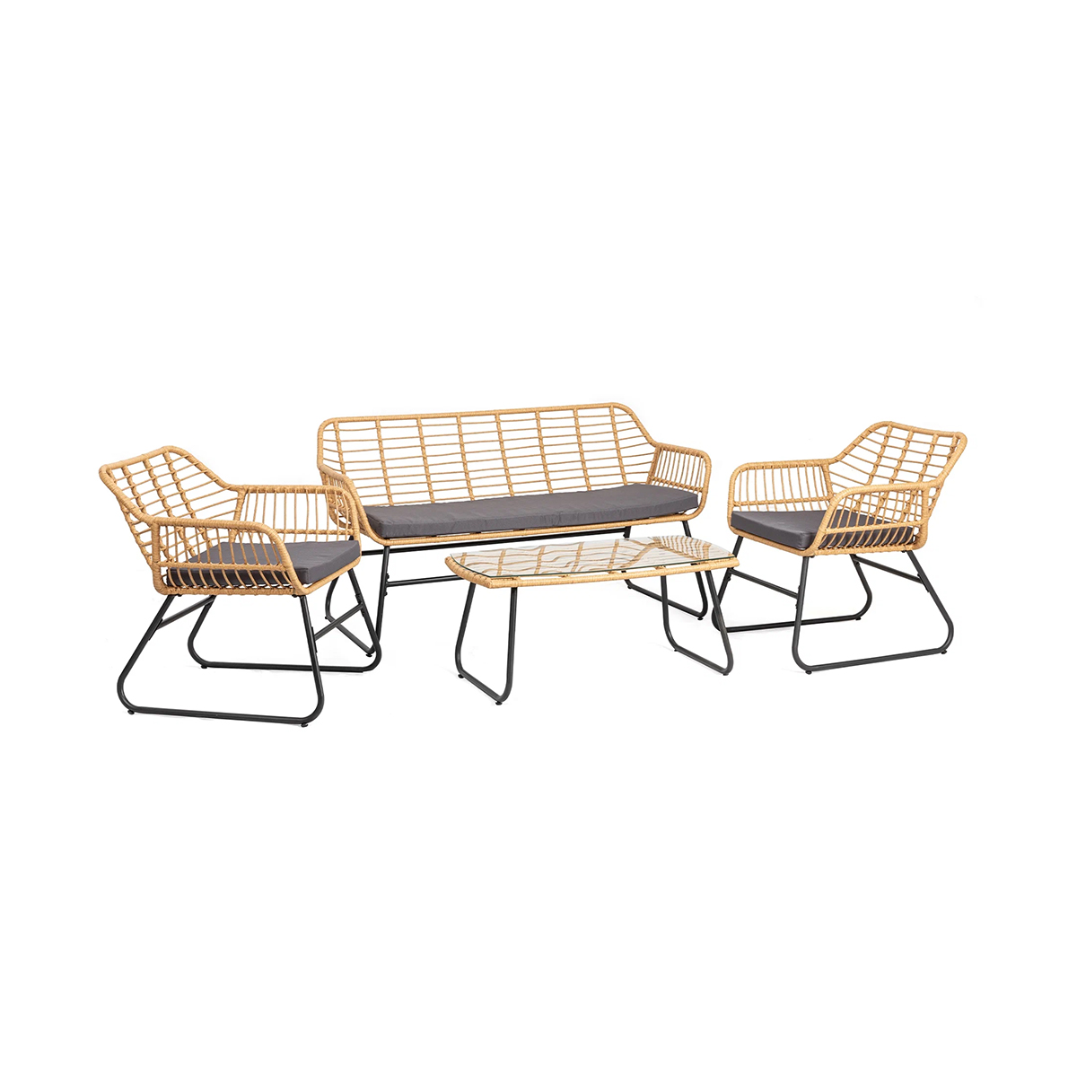 Комплект садовой мебели "килсанд" (стол, 2 кресла, диван) бежевый/ серый (1) "garden story" gs011