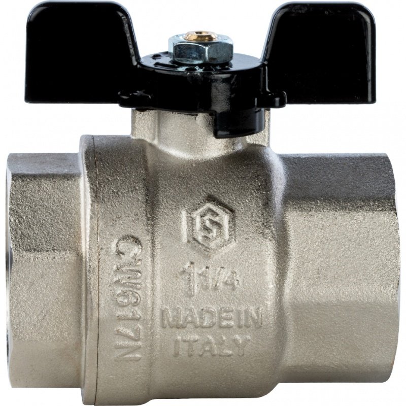 Кран шаровый STOUT ВВ 1"1/4 полнопроходной, бабочка