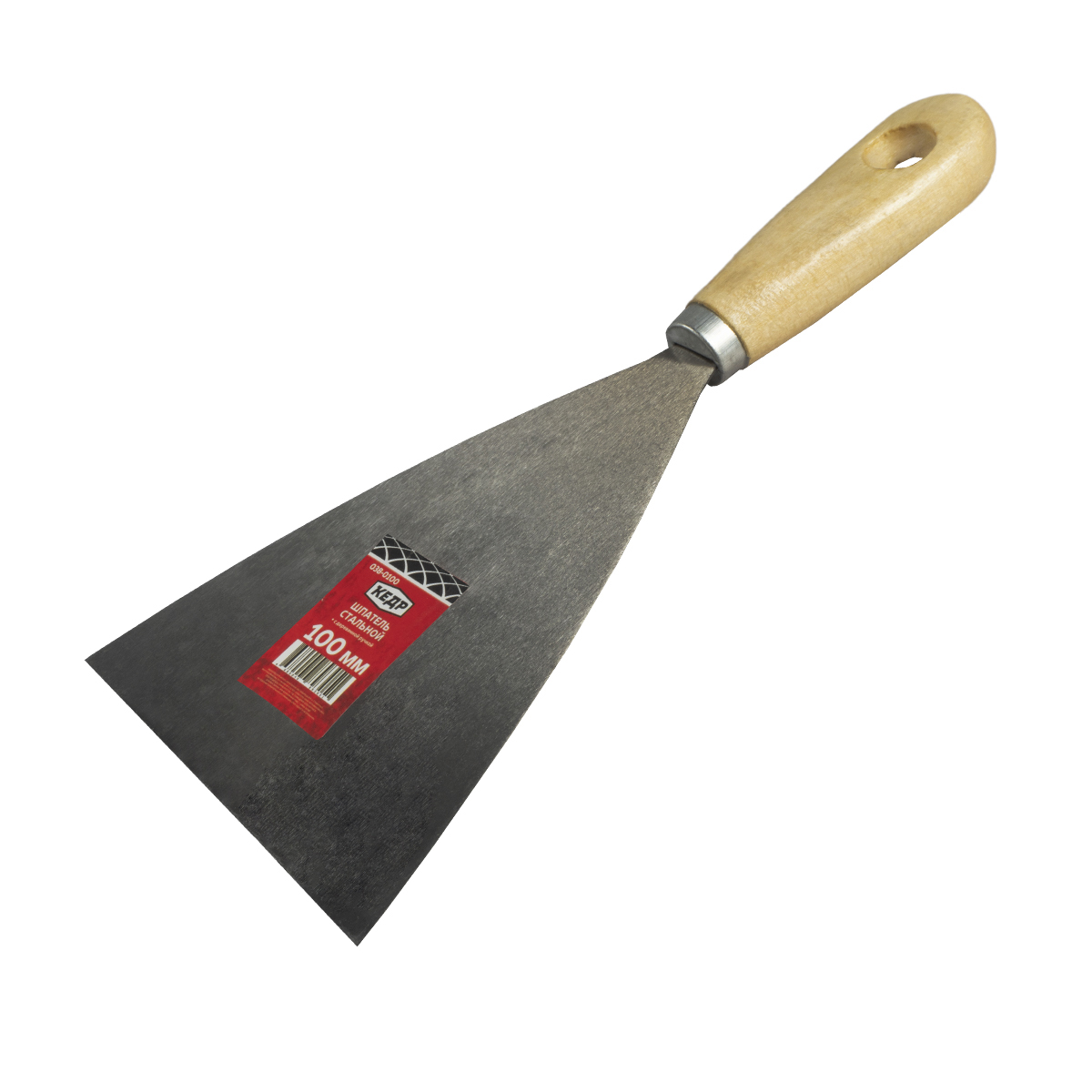 Шпатель стальной 100 мм дерев. ручка (12/240) "кедр"  038-0100