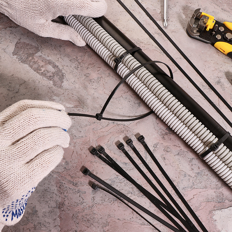 Хомуты нейлон 4,8 х 400 мм (набор 100 шт.), черные (1/10/50) "rexant" 07-0401