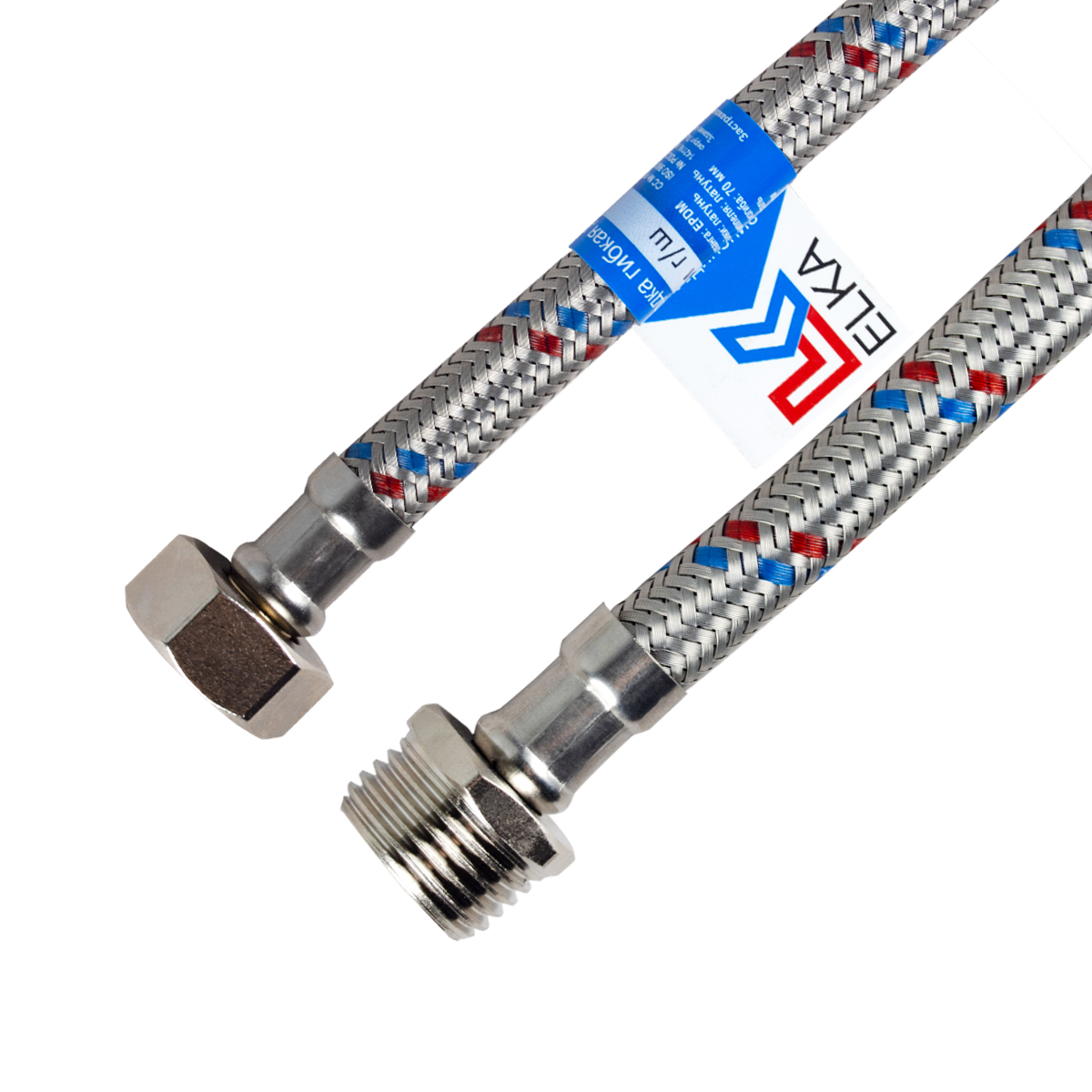 Подводка гибкая для воды (латунь)  40 см гайка-штуцер  (10/230) "elka"