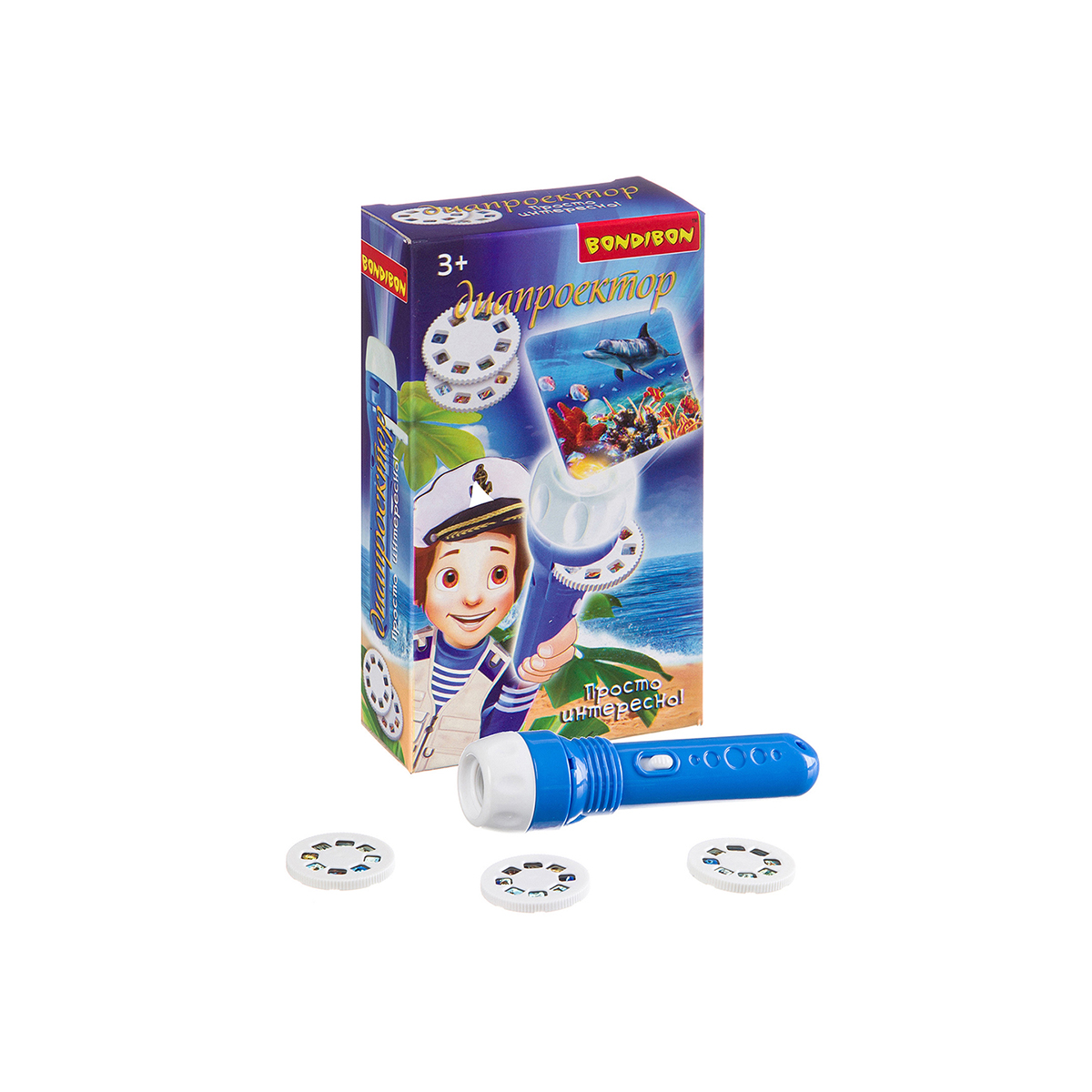 Диапроектор-фонарик, 3 диска со слайдами (животные) "bondibon" вв3200