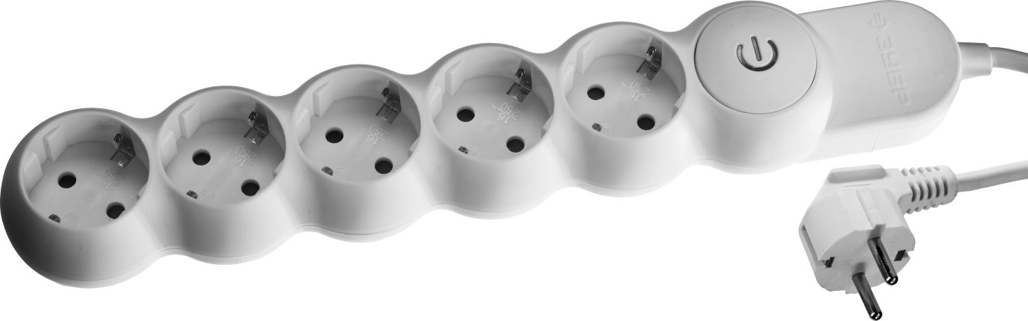 Бытовой удлинитель ЗУБР, 1.5 м, 5 гн., выключатель, ПВС 3х1 кв.мм, М700