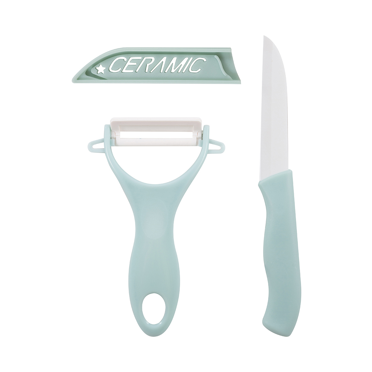 Набор кухонный "ceramic" 3 предм. (нож, овощечистка, доска раздел.) (1/20/100) "mallony"