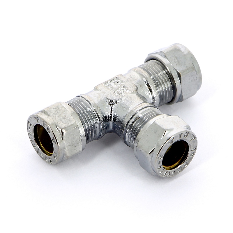 Тройник 10 х 10 х 10 обжим хром TIEMME