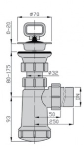 Сифон для умывальника с нерж. решеткой 70х40мм M0403 MIANO