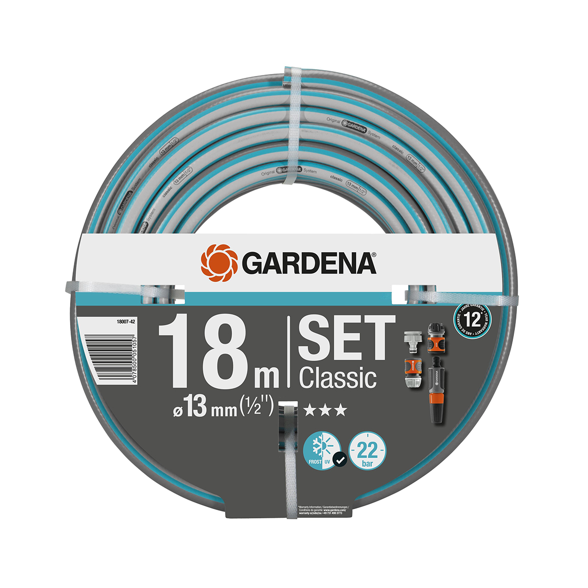 Шланг "classic" 1/2" 18 м с фитингами (1/14) "gardena" 18007-42.000.00