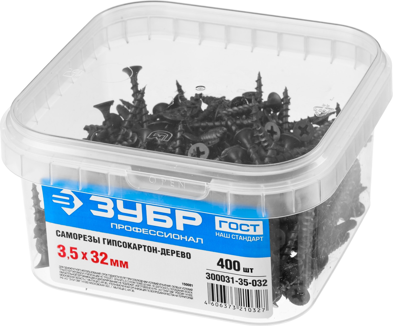 ЗУБР СГД, 32 х 3.5 мм, фосфатированное покрытие, 400 шт, саморез гипсокартон-дерево, Профессионал (300031-35-032)
