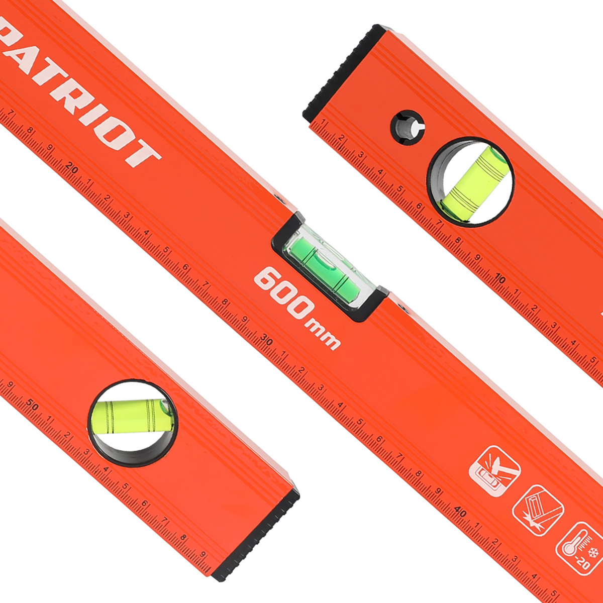 Уровень алюмин. 3 глазка 600 мм lcp-600 (1/50) "patriot" 350005506