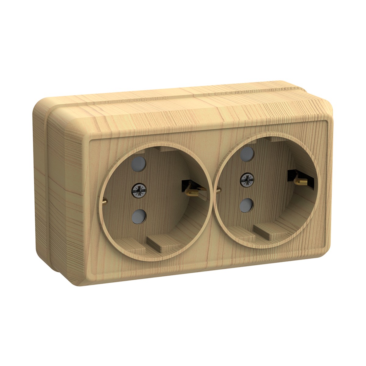 Розетка открыт. уст. "октава" 2-х местн. с заземл. рс22-3-ос, 16а, сосна (1/18/216) "iek"