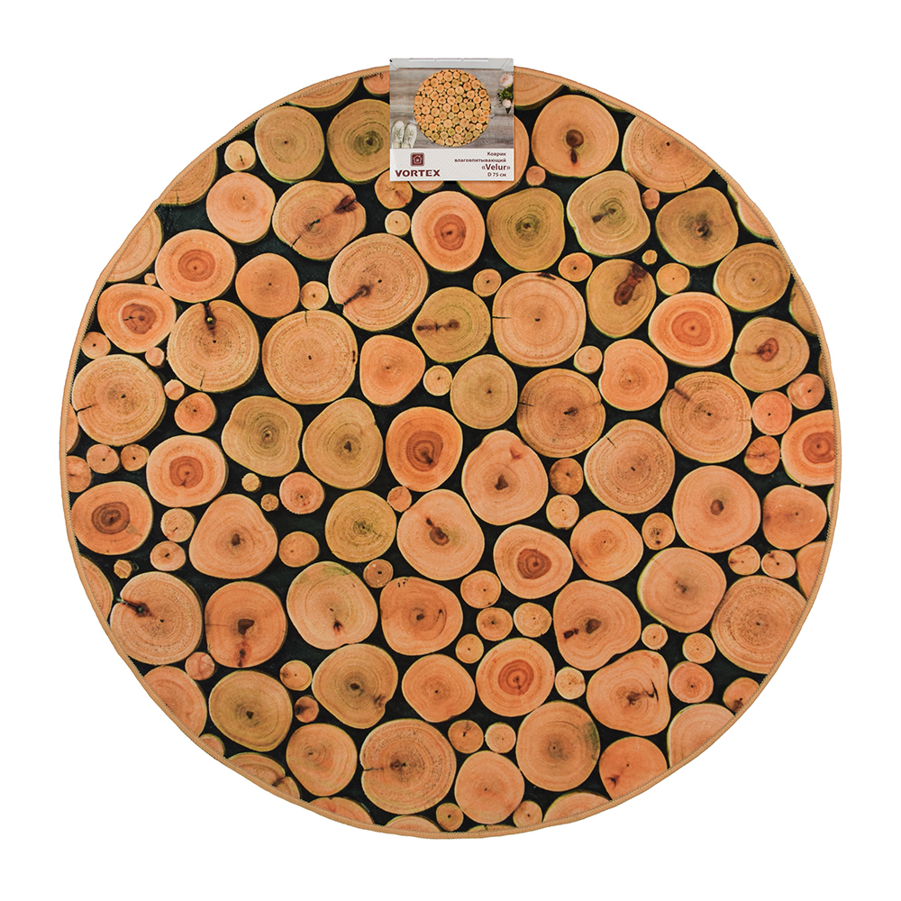 Коврик влаговпитывающий "velur" круглый d-75 см (1/10) "vortex" 24251
