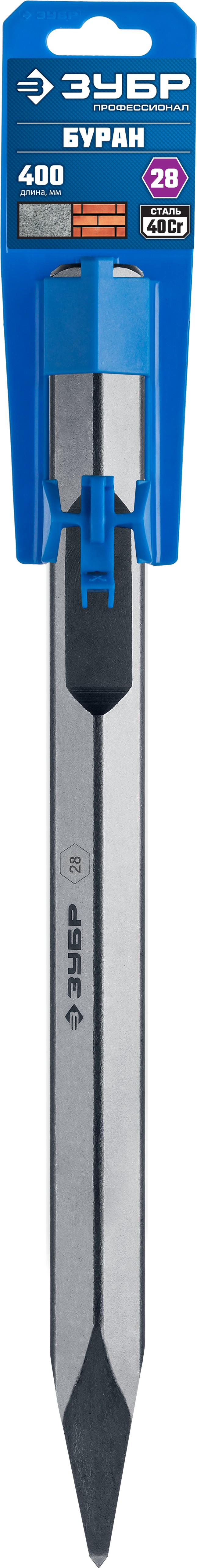 ЗУБР БУРАН, 400 мм, HEX 28, пикообразное зубило (29372-00-400)