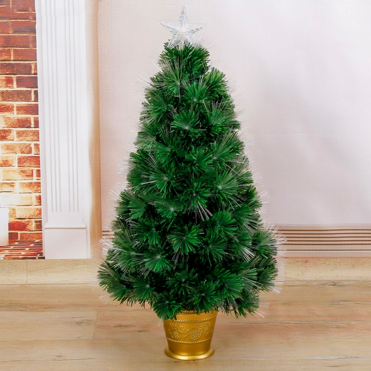 Ель декор. фиброоптич. t687v12-90  90 см, 80 веток (зеленая) "зимнее волшебство" 2338613